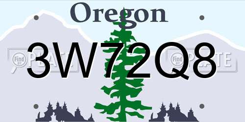 3W72Q8 Oregon License Plate