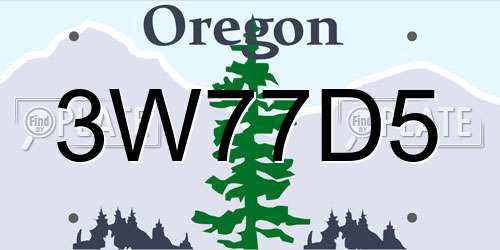 3W77D5 Oregon License Plate