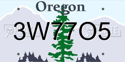 3W77O5 Oregon License Plate