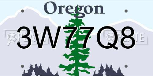 3W77Q8 Oregon License Plate