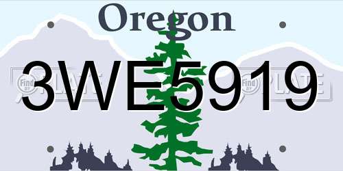 3WE5919 Oregon License Plate