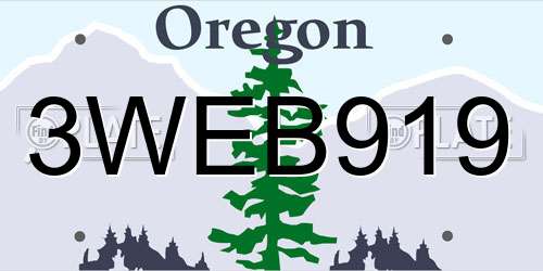 3WEB919 Oregon License Plate