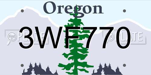 3WF770 Oregon License Plate