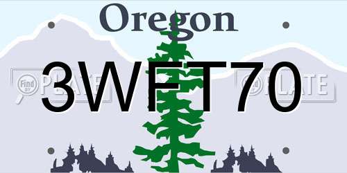 3WFT70 Oregon License Plate