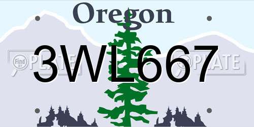 3WL667 Oregon License Plate