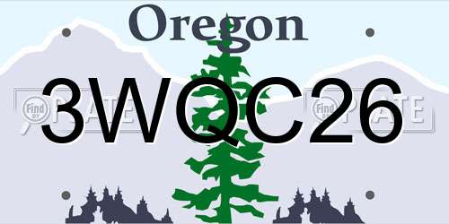 3WQC26 Oregon License Plate