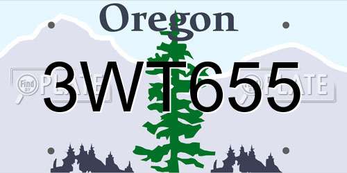 3WT655 Oregon License Plate