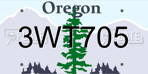 3WT705 Oregon License Plate