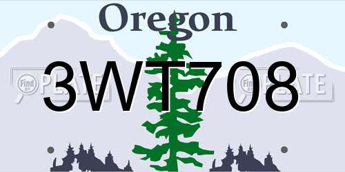 3WT708 Oregon License Plate