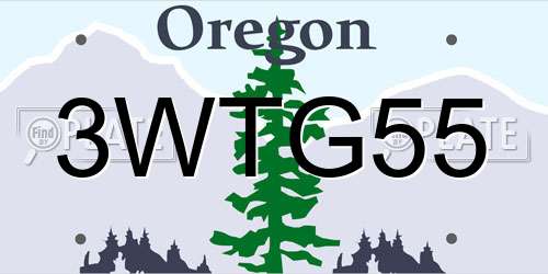 3WTG55 Oregon License Plate
