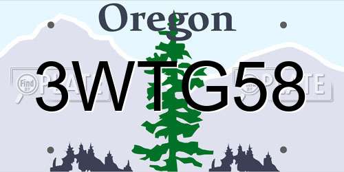 3WTG58 Oregon License Plate