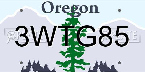 3WTG85 Oregon License Plate