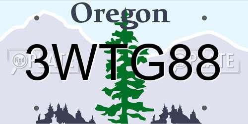 3WTG88 Oregon License Plate