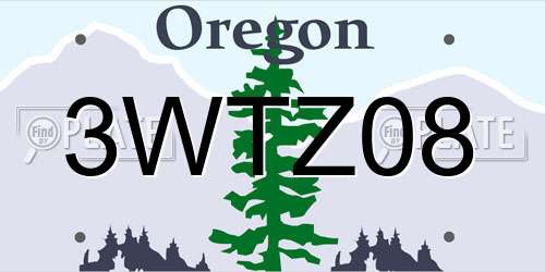 3WTZ08 Oregon License Plate