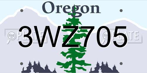 3WZ705 Oregon License Plate
