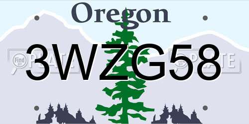 3WZG58 Oregon License Plate