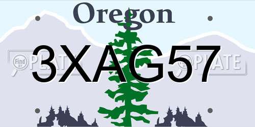 3XAG57 Oregon License Plate