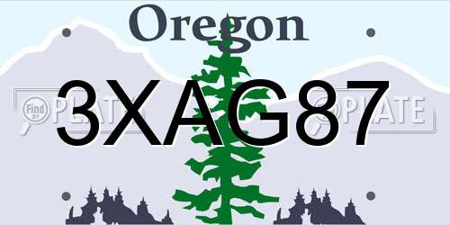 3XAG87 Oregon License Plate