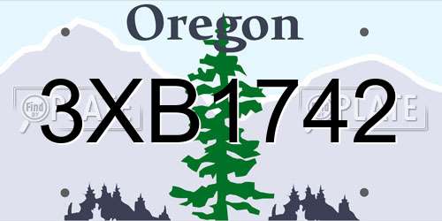 3XB1742 Oregon License Plate