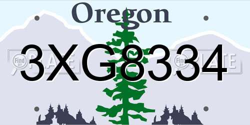 3XG8334 Oregon License Plate