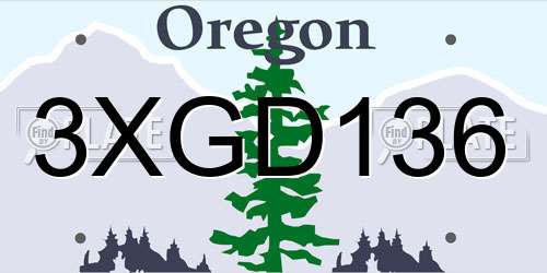 3XGD136 Oregon License Plate