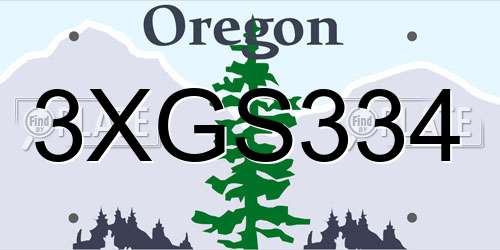 3XGS334 Oregon License Plate