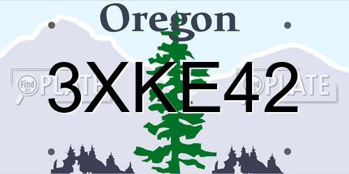 3XKE42 Oregon License Plate