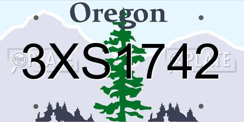 3XS1742 Oregon License Plate