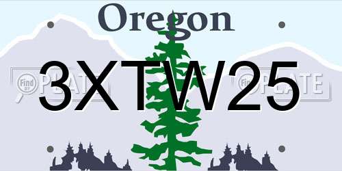 3XTW25 Oregon License Plate
