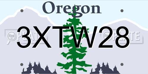 3XTW28 Oregon License Plate