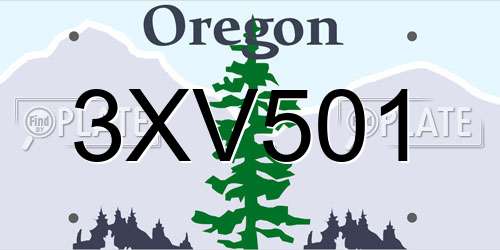 3XV501 Oregon License Plate