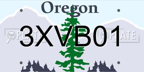 3XVB01 Oregon License Plate