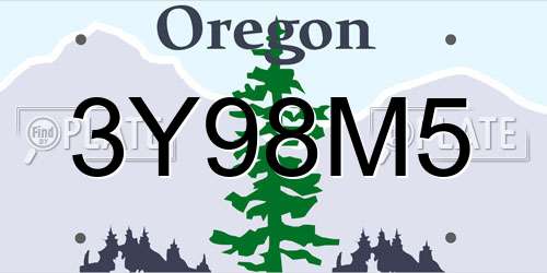 3Y98M5 Oregon License Plate