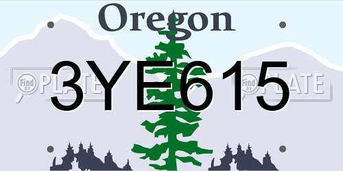 3YE615 Oregon License Plate