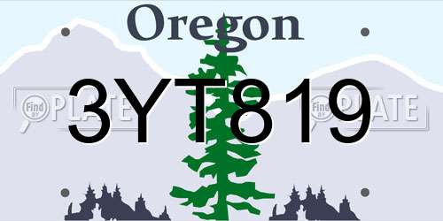 3YT819 Oregon License Plate