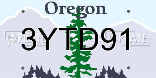 3YTD91 Oregon License Plate