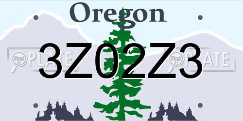 3Z02Z3 Oregon License Plate