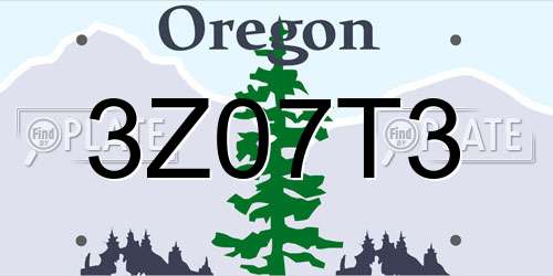 3Z07T3 Oregon License Plate