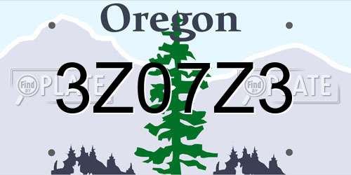 3Z07Z3 Oregon License Plate
