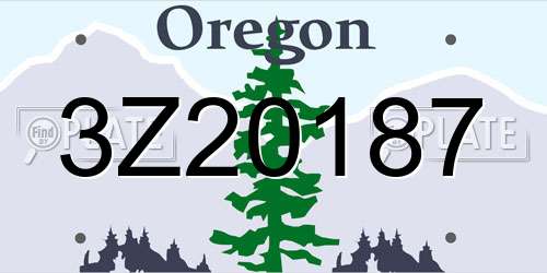 3Z20187 Oregon License Plate