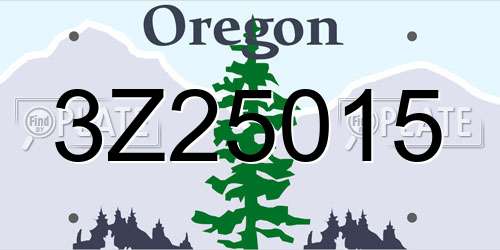 3Z25015 Oregon License Plate