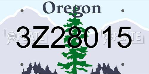 3Z28015 Oregon License Plate