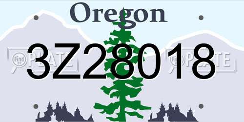 3Z28018 Oregon License Plate