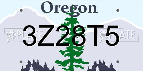 3Z28T5 Oregon License Plate