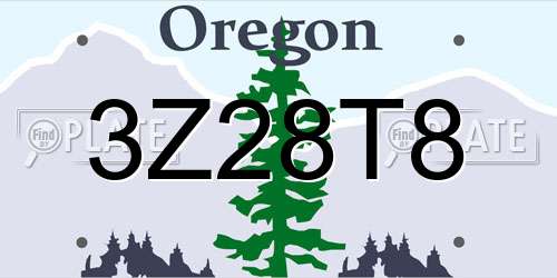 3Z28T8 Oregon License Plate