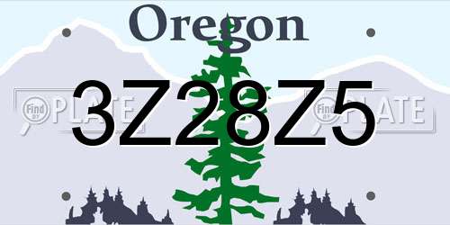 3Z28Z5 Oregon License Plate