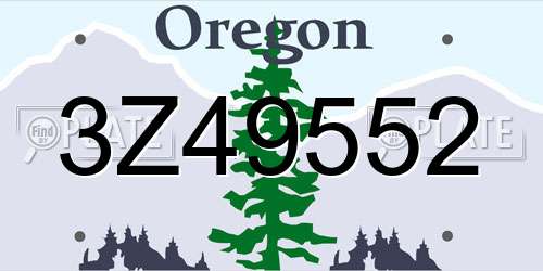 3Z49552 Oregon License Plate
