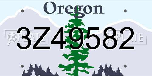 3Z49582 Oregon License Plate