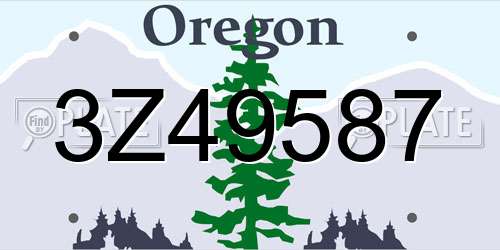 3Z49587 Oregon License Plate
