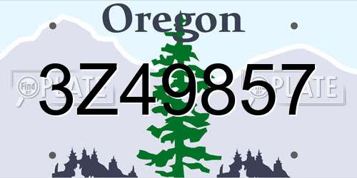 3Z49857 Oregon License Plate